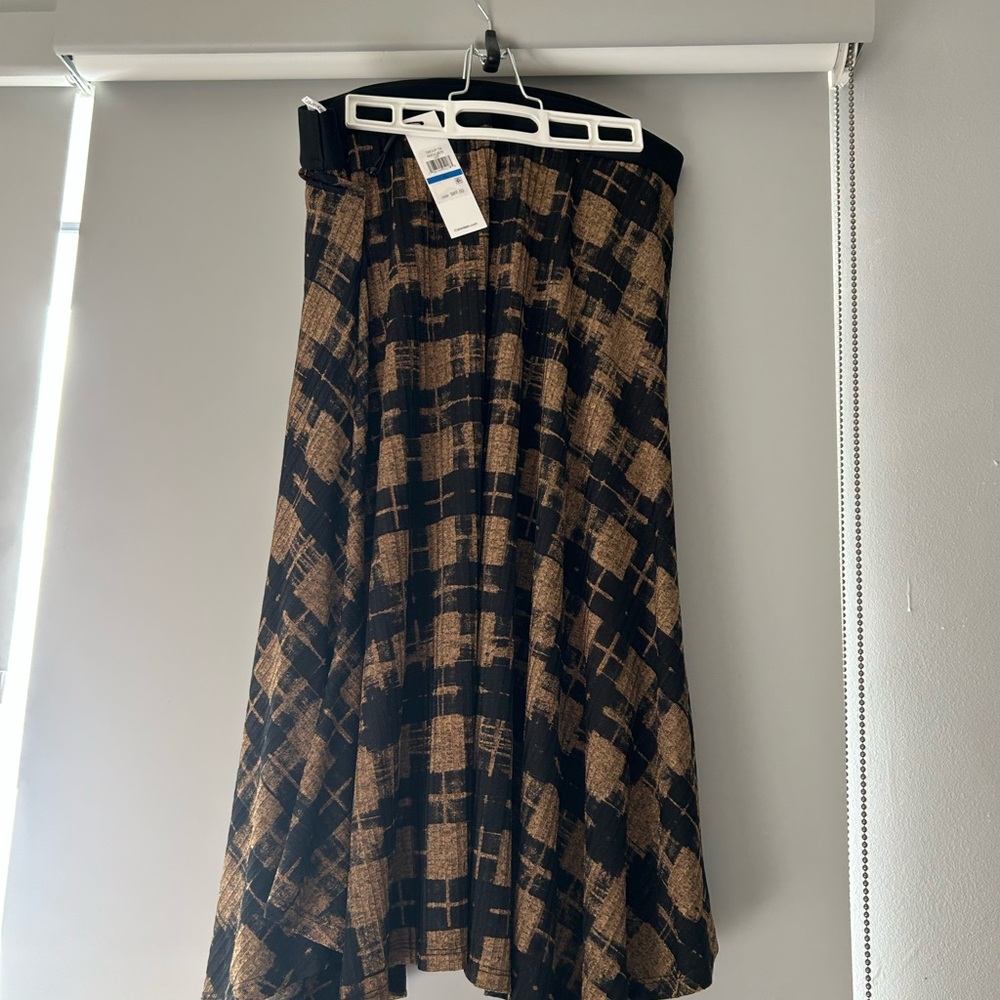 Calvin Klein Black and Brown A-Line Skirt